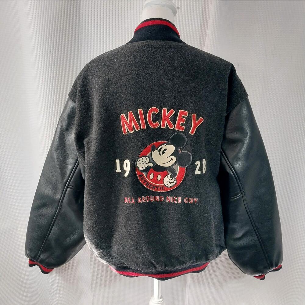 VINTAGE RARE MICKEY MOUSE! DISNEY STORE MICKEY VARSITY JACKET, RED & BLACK! SZ M - Picture 3 of 15